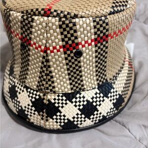 Burberry Checkered Hat in Beige and Black